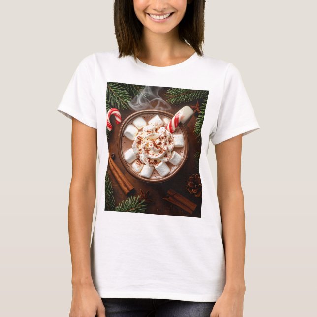 Cozy Hot Chocolate with Marshmallows - Festive T-Shirt (Vorderseite)
