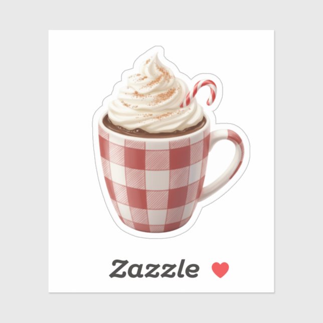 Cozy Hot Cocoa Mug with Whipped Cream Christmas Aufkleber (Blatt)