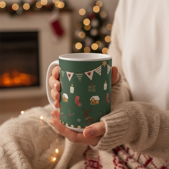 Cozy Hygge Holiday Reindeer & Gingerbread Mug (Créateur téléchargé)
