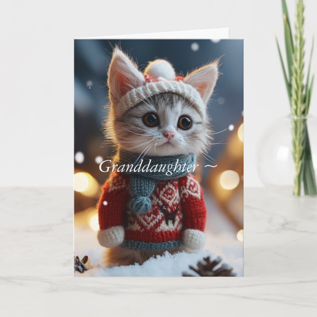 COZY KITTY GRANDAUGHTER CHRISTMAS CARD DANKESKARTE (Vorderseite)
