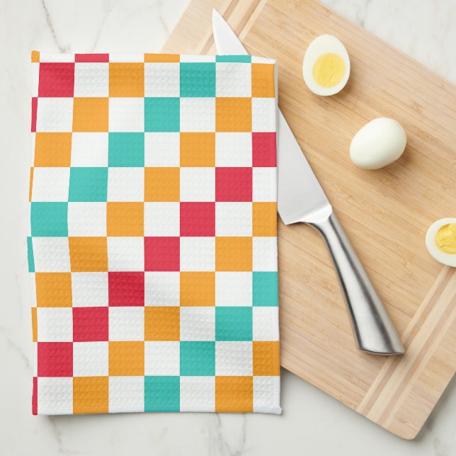 Cozy Klassenzimmer Schachbrettmuster diagonal Geschirrtuch (Viertel Falte)