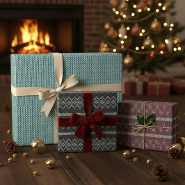 Cozy Knit Pattern Wrapping Paper Set Geschenkpapier Set