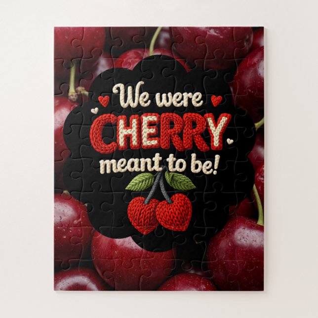 Cozy knitted-style typography and adorable cherry  (Vertikal)