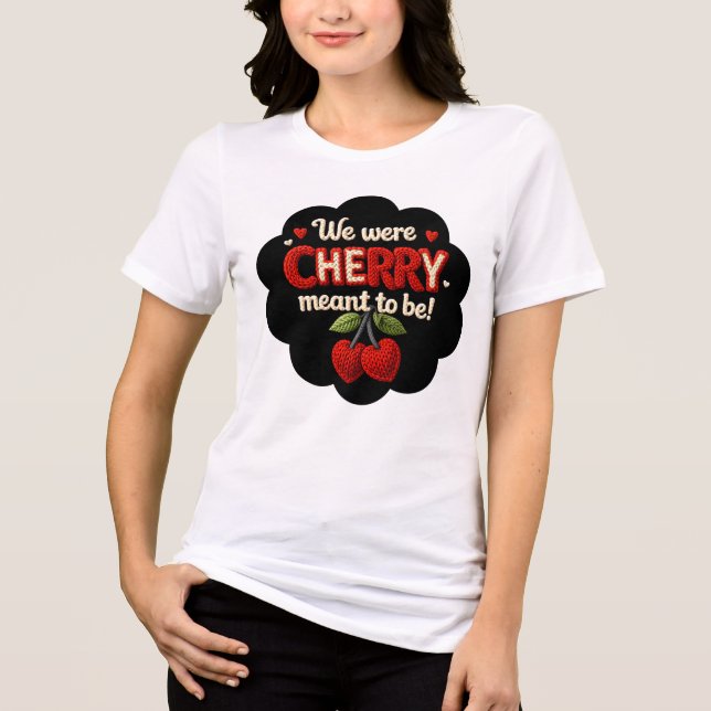 Cozy knitted-style typography and adorable cherry  Tri-Blend shirt (Vorderseite)