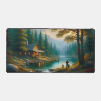 Cozy Lakeside Cabin Family Fishing Woodland  Schreibtischunterlage