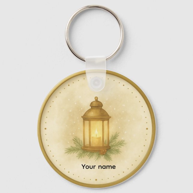 Cozy Lantern Winter Wall Clock – MerryMist Warm Gl Schlüsselanhänger (Vorderseite)