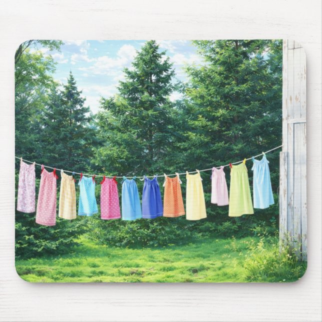 Cozy Laundry Line Anime Mousepad| Cute Aesthetic Mousepad (Vorne)