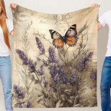 Cozy Lavender Butterfly Vintage Print