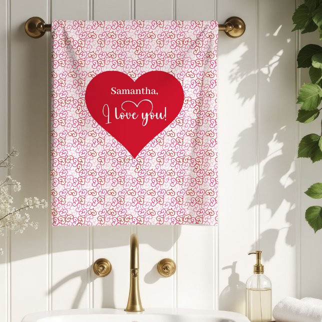 Cozy Love Hearts Valentine Gift Bath Towel Badhandtuch Set (Cozy Love Hearts Valentine Gift Bath Towel)