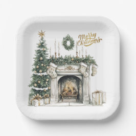 Cozy Merry Christmas Paper Plate Winter Window Pappteller