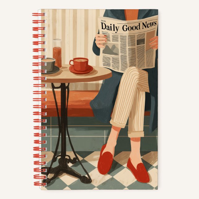 Cozy Morning Coffee and News Notizbuch (Vorderseite)