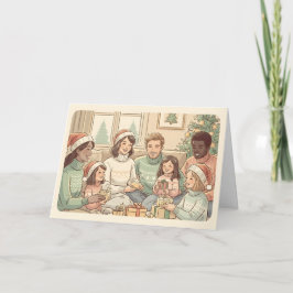 Cozy Multi-Generational Family Christmas Gathering Karte