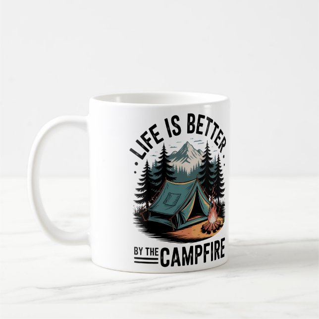 Cozy Nature Adventure Camping Campfire Mountain  Kaffeetasse (Links)