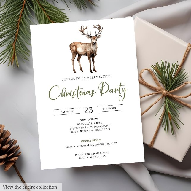 Cozy Neutral Earthy Minimalist Rustic Watercolor   Einladung (Cozy Neutral Earthy Minimalist Rustic Watercolor Xmas Party)