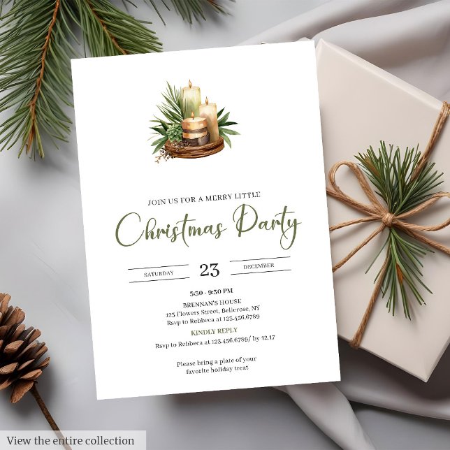 Cozy Neutral Earthy Rustic Minimalist Christmas   Einladung (Cozy Neutral Earthy Rustic Minimalist Christmas Party Invite)