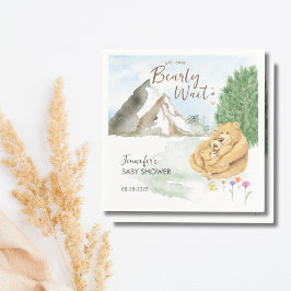 Cozy Neutral Watercolor Bear Baby Shower Serviette