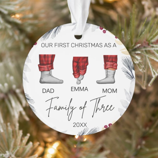Cozy Pajama Our First Christmas Family of Three (Arbre)
