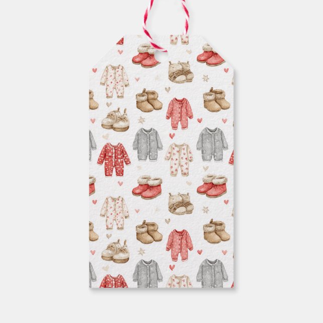 Cozy Pajamas Boho Babyshower Pattern Geschenkanhänger (Rückseite)