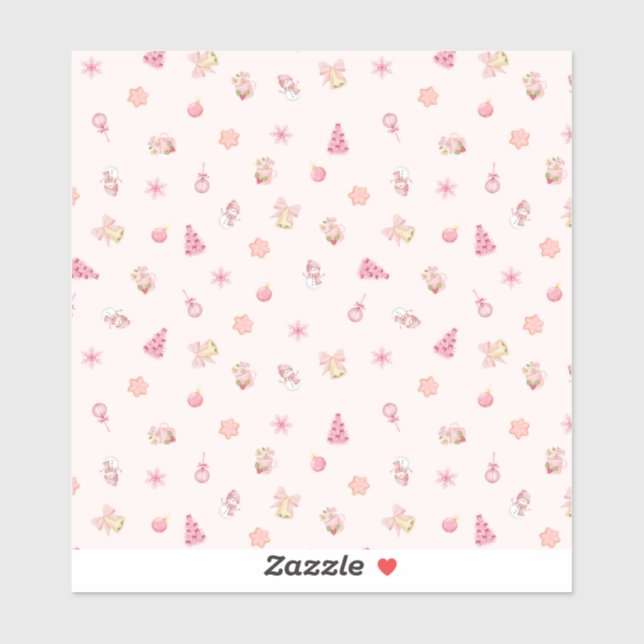 Cozy Pink Christmas Pattern Aufkleber (Blatt)