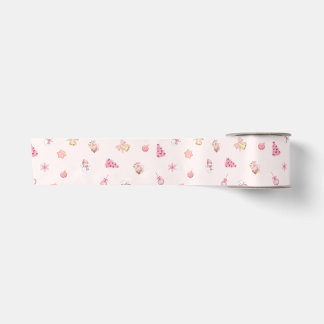 Cozy Pink Christmas Pattern Satinband