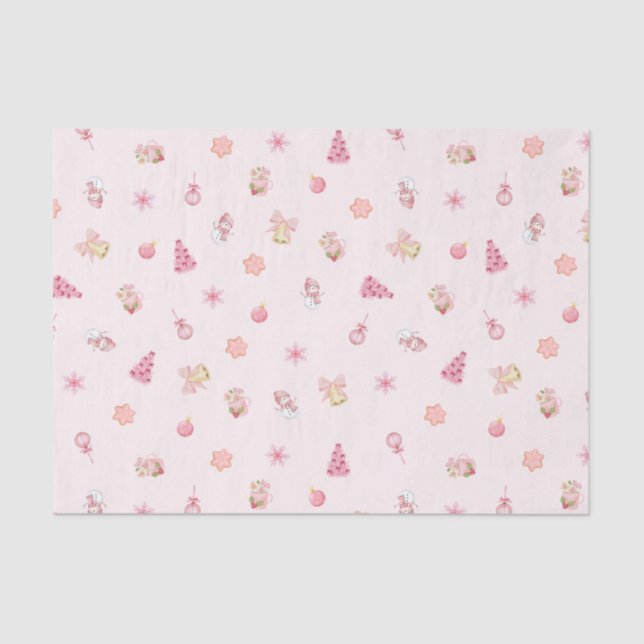 Cozy Pink Christmas Pattern Seidenpapier (Vorderseite)