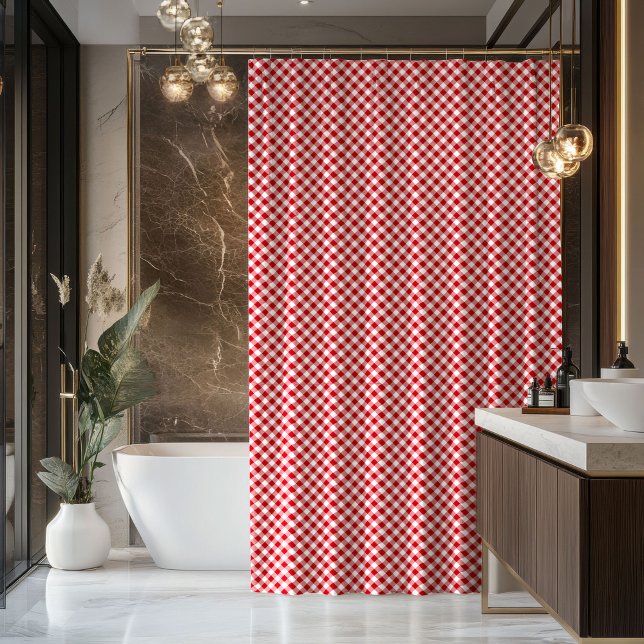 Cozy Plaid Curtain Red Black Gift for New Place Duschvorhang (Cozy Plaid Curtain Red Black Gift for New Place)