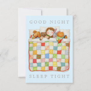 COZY QUILT 3.5 x 5 leere Flachkarte - Blau Einladung