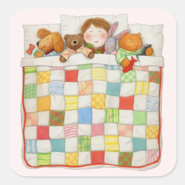 COZY QUILT Large Square Stickers - Pink (Vorderseite)