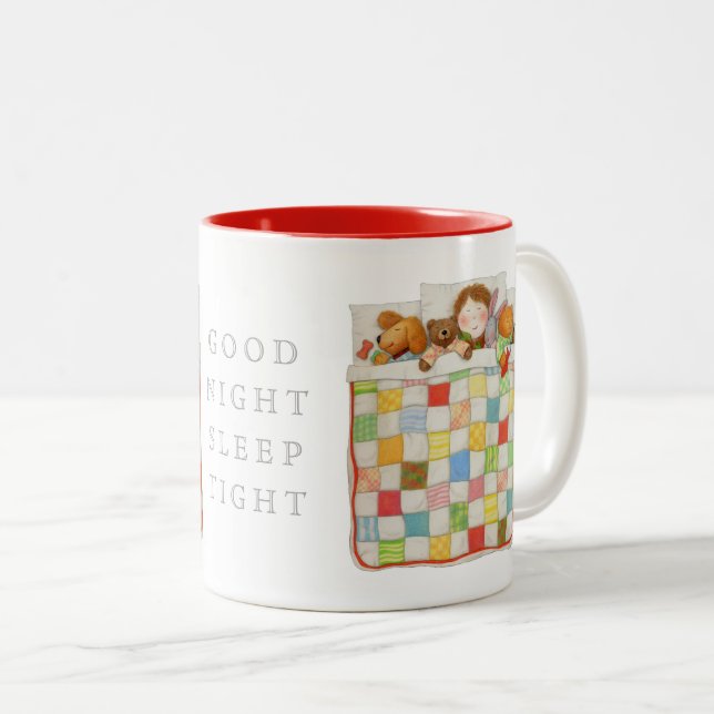 COZY QUILT Red Two-Tone Tasse (VorderseiteRechts)