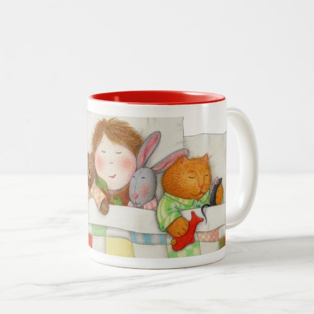 COZY QUILT Red Two-Tone Tasse (VorderseiteRechts)