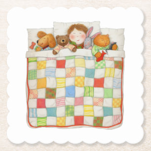 COZY QUILT Scalloped Square Paper Untersetzer