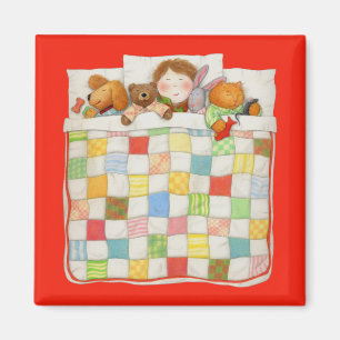 COZY QUILT Square Magnet - Rot