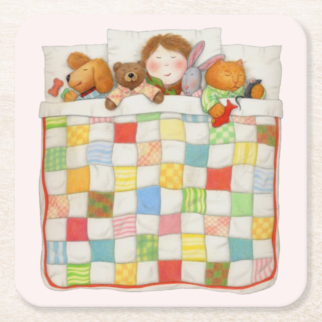 COZY QUILT Square Paper Untersetzer - Pink (Vorderseite)