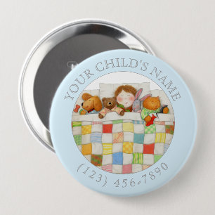 COZY QUILY Child ID Button - Blau