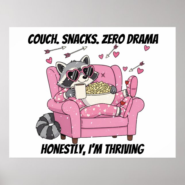 Cozy Raccoon Valentine Poster - Pajama Couch Snack (Vorne)