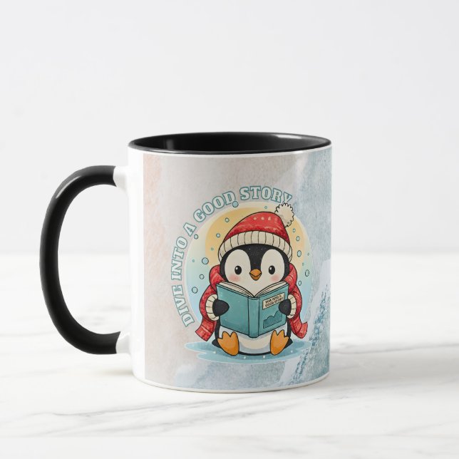 Cozy Reading Penguin Winter Coffee Tea Mug (Gauche)