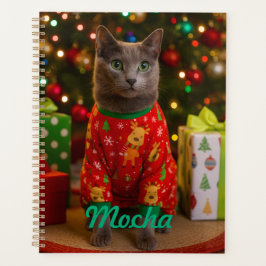 Cozy Russian Blue Cat Christmas Personalized  Planer