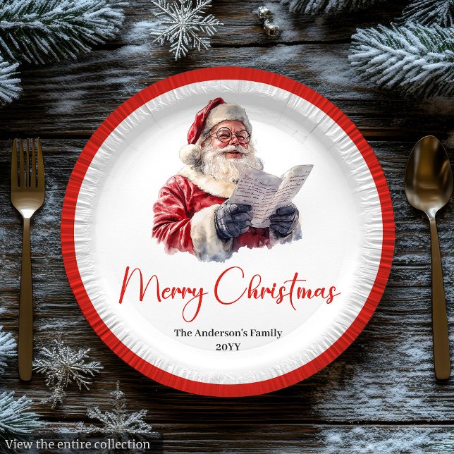 Cozy Santa Claus Red White Holiday Paper Plate  Pappteller (Cozy Santa Claus Red White Holiday Paper Plate Design

)