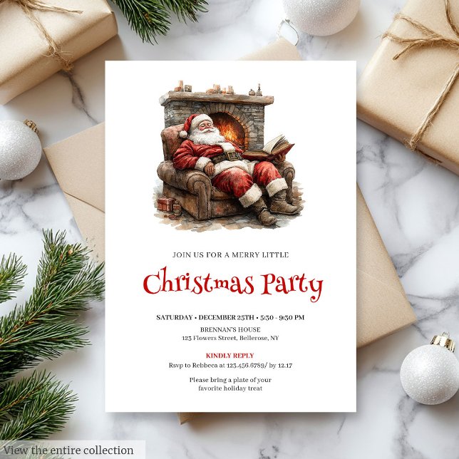 Cozy Santa Watercolor Christmas Dinner Invitation (Cozy Santa Watercolor Christmas Dinner Invitation

)