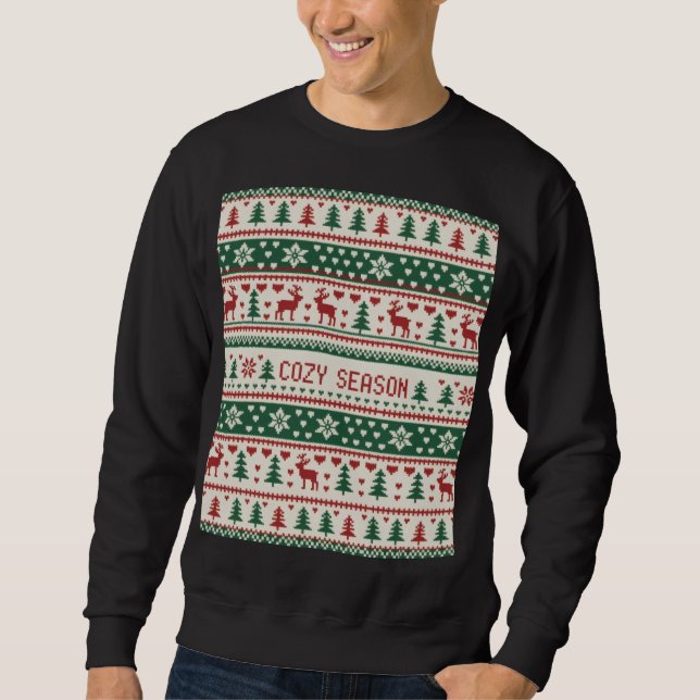 Cozy Season (1) Christmas Sweater Pattern Sweatshirt (Vorderseite)