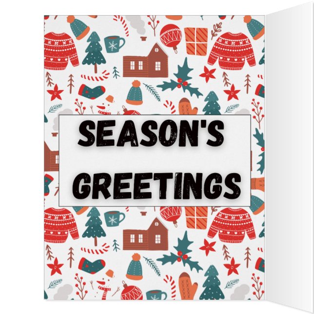 Cozy Season’s Greetings Pattern Christmas Pocket F (Intérieur (Gauche))
