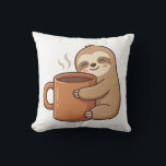 Cozy Sloth Coffee Throw Pillow Kissen<br><div class="desc">Cuddle up with this soft sloth pillow. Perfect for adding a cozy vibe to your living room,  bedroom,  or reading nook.</div>