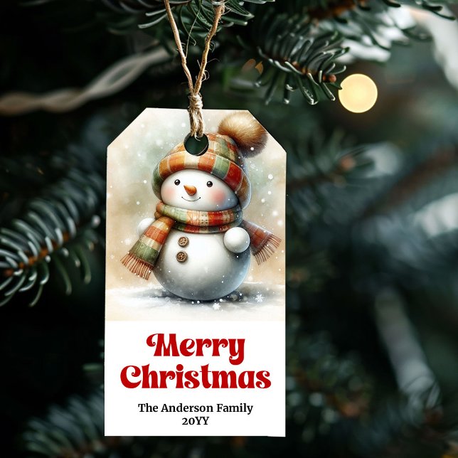 Cozy Snowman Kids Gift Tag Personalized Christmas  Geschenkanhänger (Cozy Snowman Kids Gift Tag Personalized Christmas Label

)