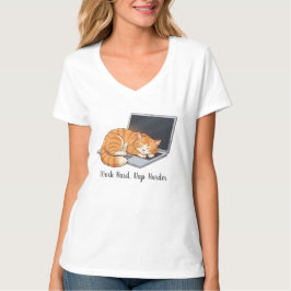 Cozy Tabby on Laptop T-Shirt