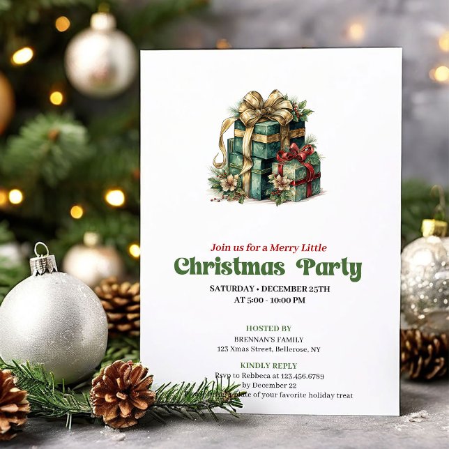 Cozy Victorian Christmas presents party invitation (Cozy Victorian Christmas angel party invitation

)