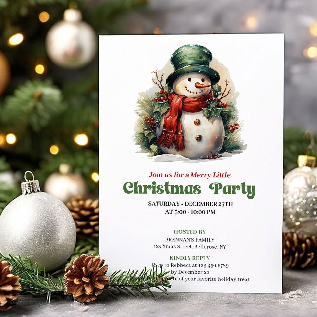 Cozy Victorian Christmas Snowman Dinner Invite Einladung (Cozy Victorian Christmas Angel Dinner Invite)