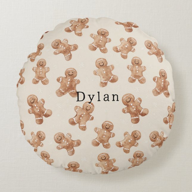 Cozy Warm Christmas Gingerbread Cookies Rundes Kissen (Vorderseite)