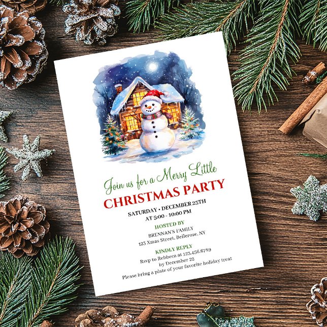 Cozy Watercolor Christmas Scene Festive Invite Einladung (Cozy Watercolor Christmas Scene Festive Invite)