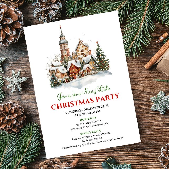 Cozy watercolor Christmas scene party invitation Einladung (Cozy watercolor Christmas scene party invitation

)