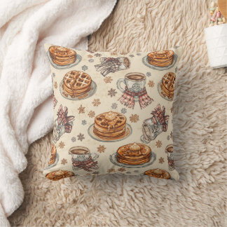 Cozy Winter Breakfast Pattern | Pancakes & Coffee  Kissen